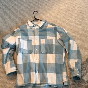 Blue and white Plaid men’s flannel sweater